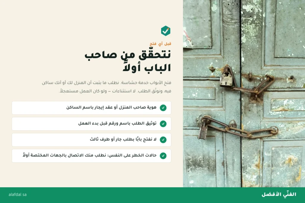 شروط فتح الابواب واثبات السكن بالرياض — الفنّي الأفضل